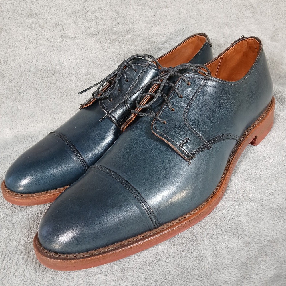 Allen Edmonds Oak Street Shoes Men's 10.5 D Blue Leather Derby Oxford